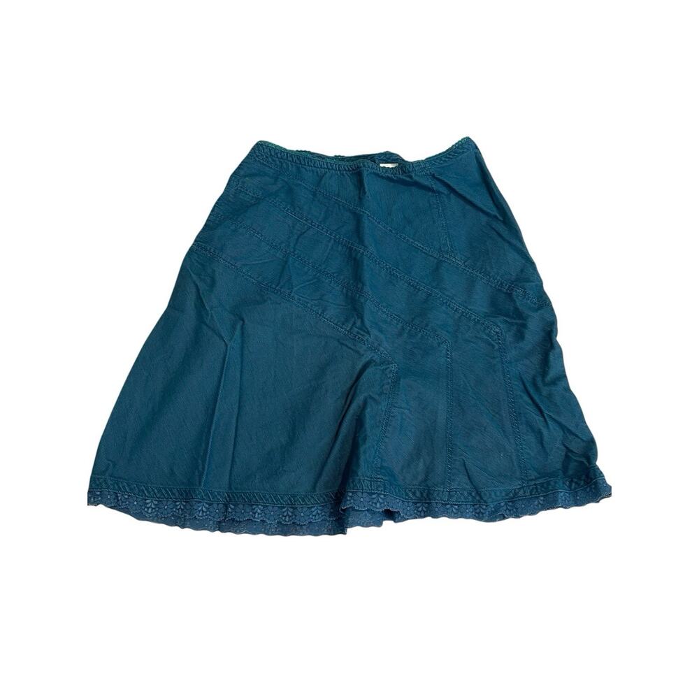 vintage corduroy lace trim midi skirt